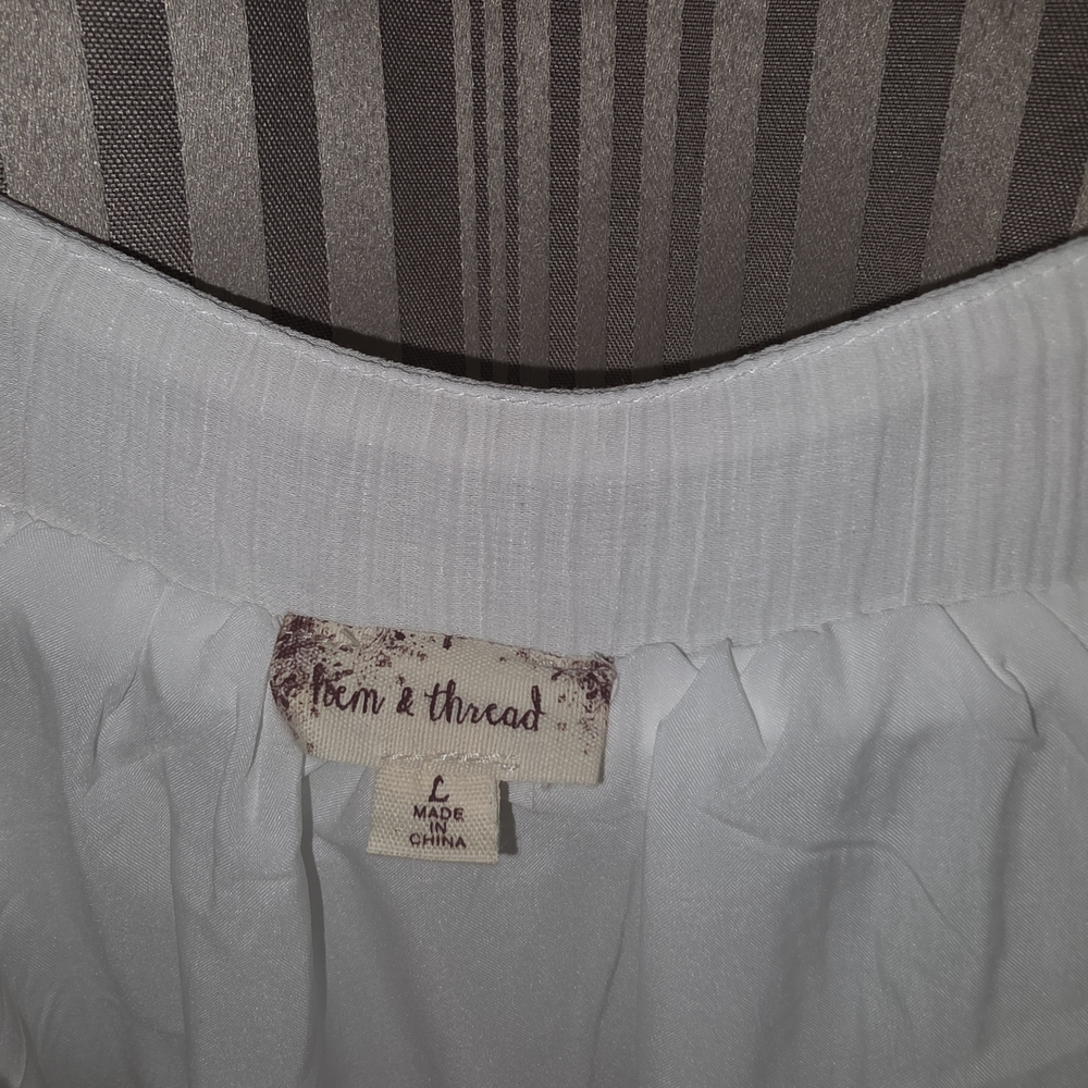 Hem & Thread White and Orange Tiered Mini Dress - Picture 3 of 5